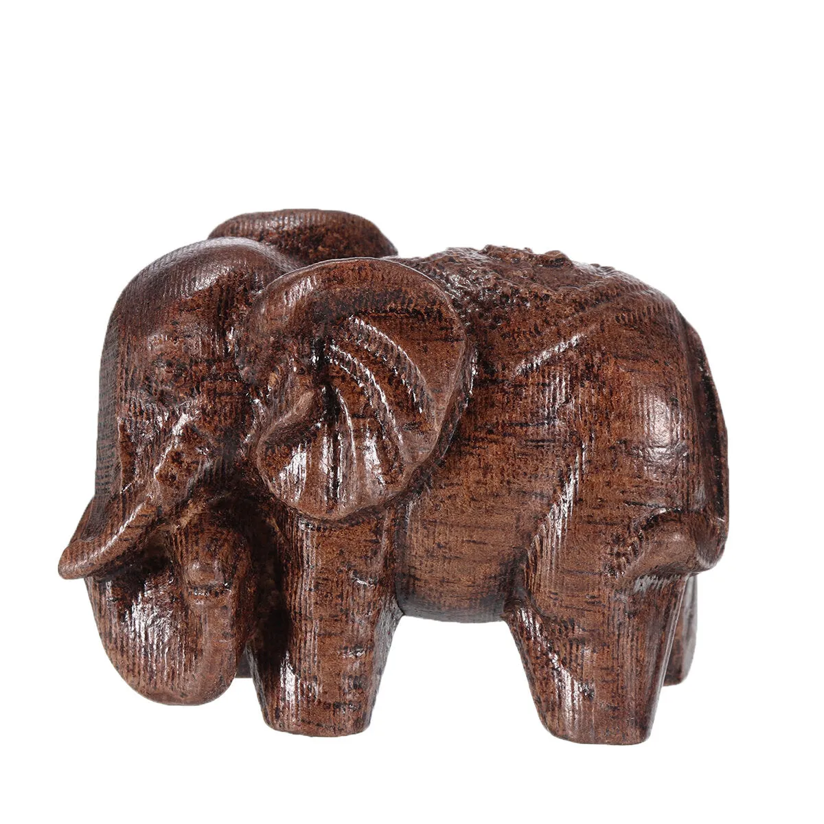 1 Pair Natural Agarwood Elephant Wood Carving Wood Crafts Retro Decoration Craft Creative Gifts Home Office Desktop Furnish