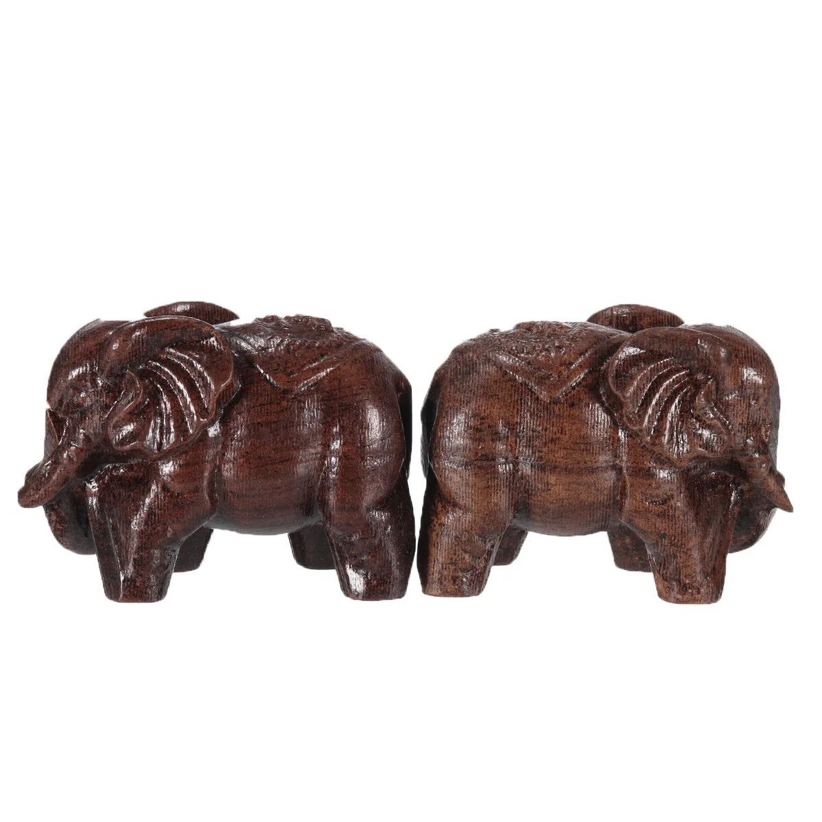 1 Pair Natural Agarwood Elephant Wood Carving Wood Crafts Retro Decoration Craft Creative Gifts Home Office Desktop Furnish