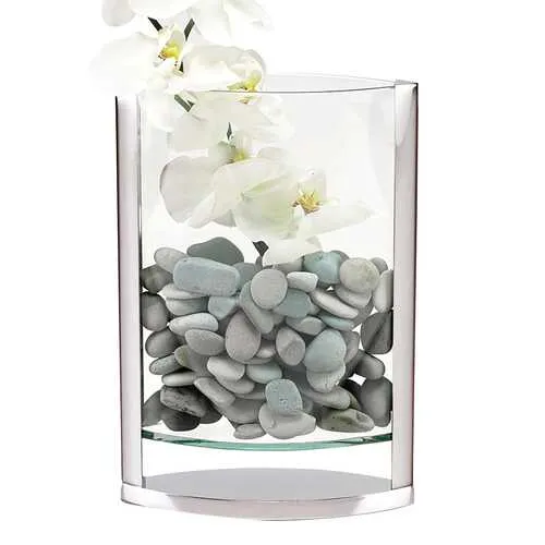 12" Mouth Blown Crystal & Non Tarnish Aluminum Pocket Vase