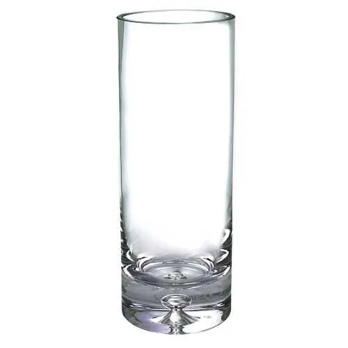 12" Mouth Blown Crystal European Made Cylinder Vase