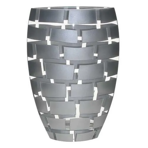 12" Mouth Blown Wall Design Silver Vase