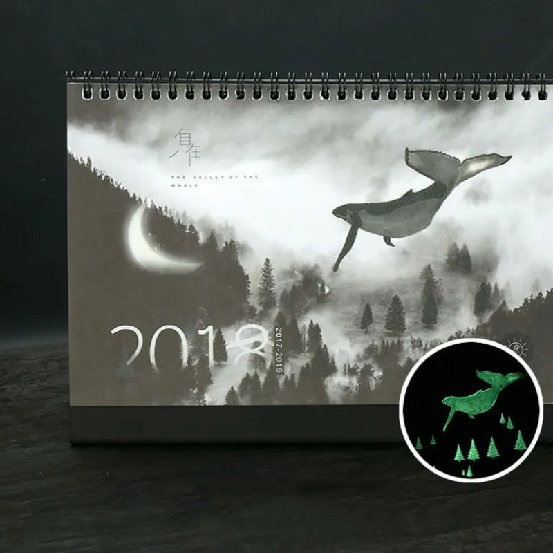 2018 Creative luminous calendar Large Desktop Paper Calendar Dual Daily Scheduler Table Planner