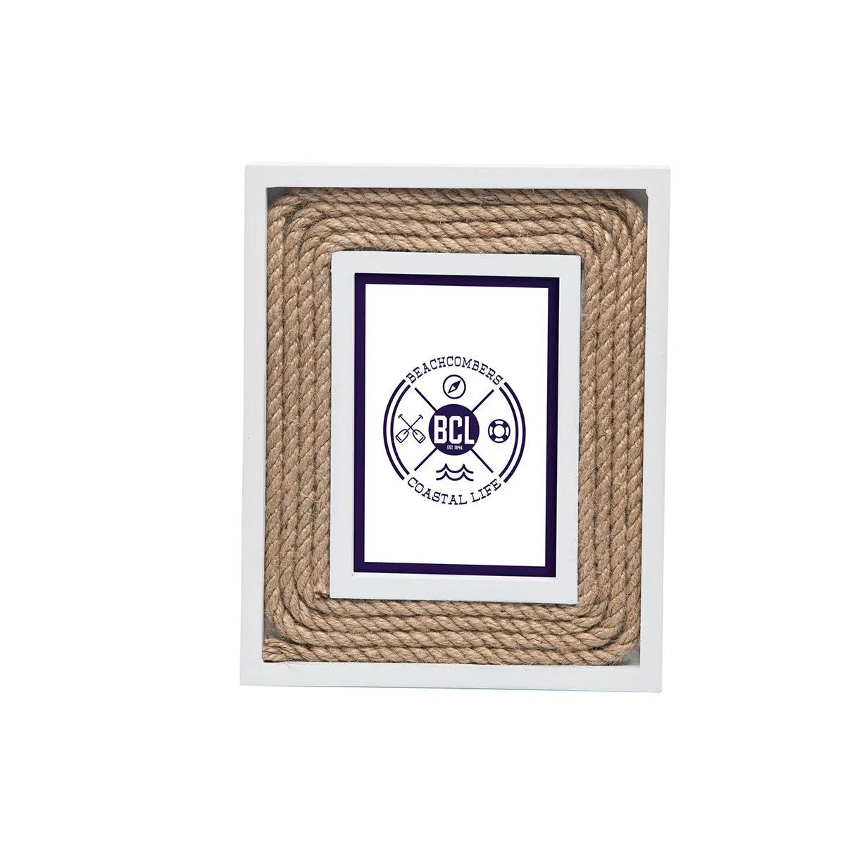 3.5 in. x 5 in. White Trim with Natural Rope Picture Frame