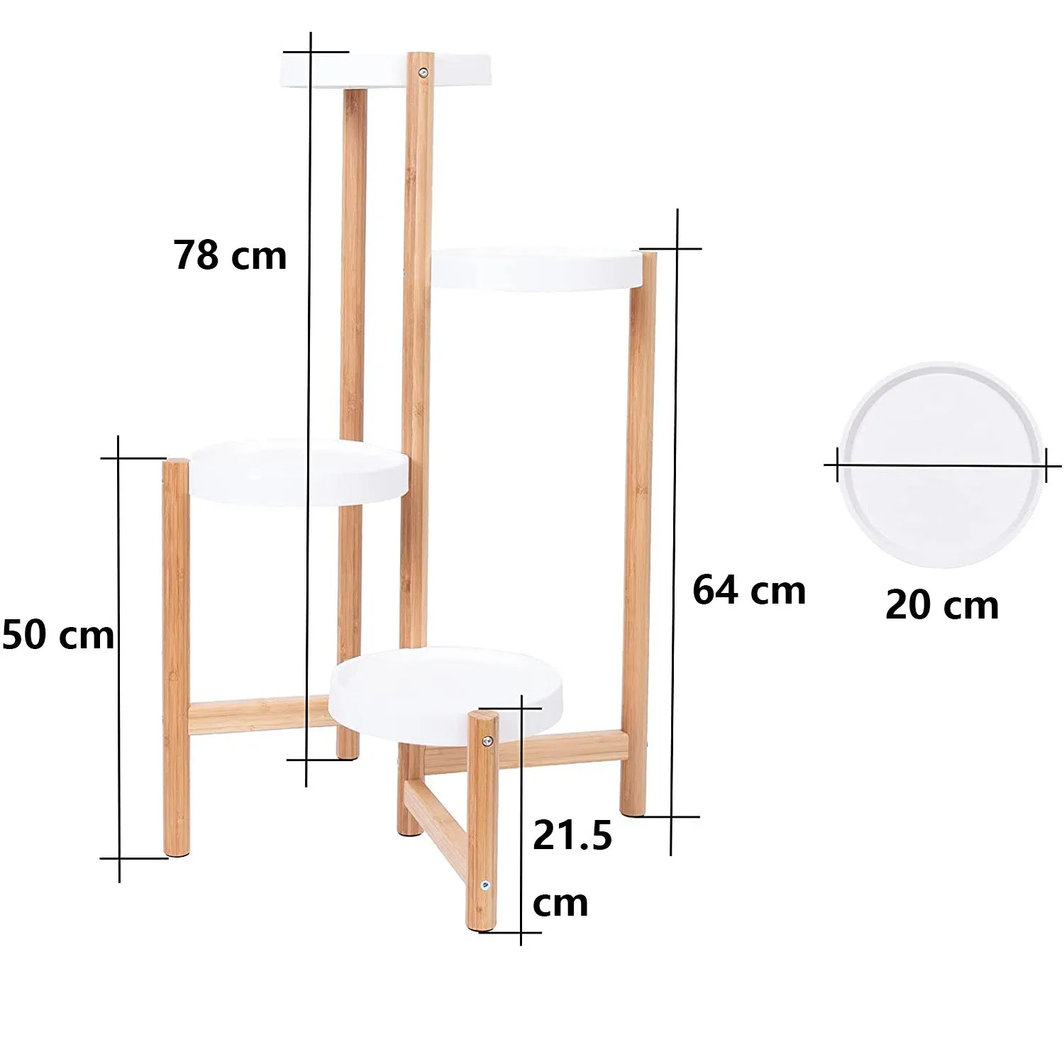 4 Tier Steel Frame Plant Stands Flower Pots Holder-White