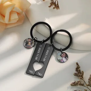 4FunGift® Custom Photo Stainless Steel Couple Keychain