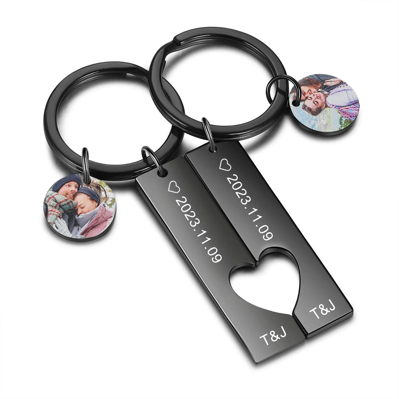 4FunGift® Custom Photo Stainless Steel Couple Keychain