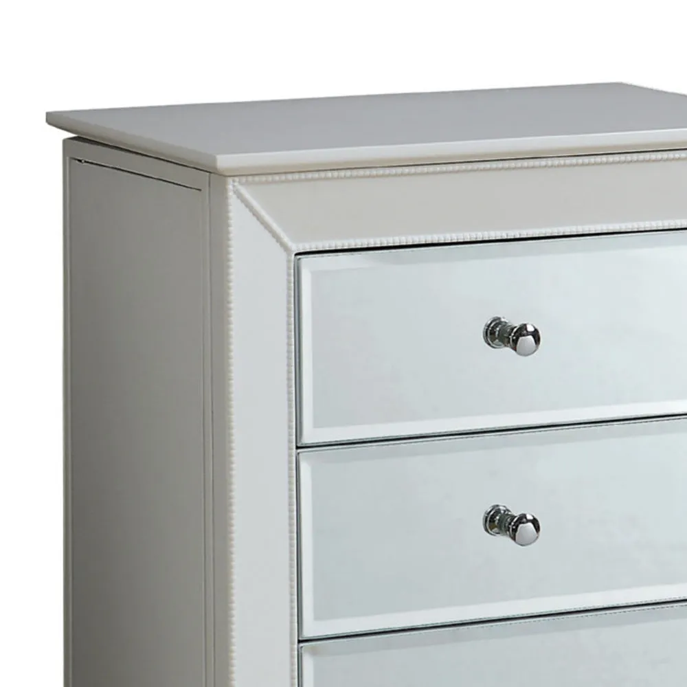 6 Drawers Jewelry Armoire Having with Mirror Front, White