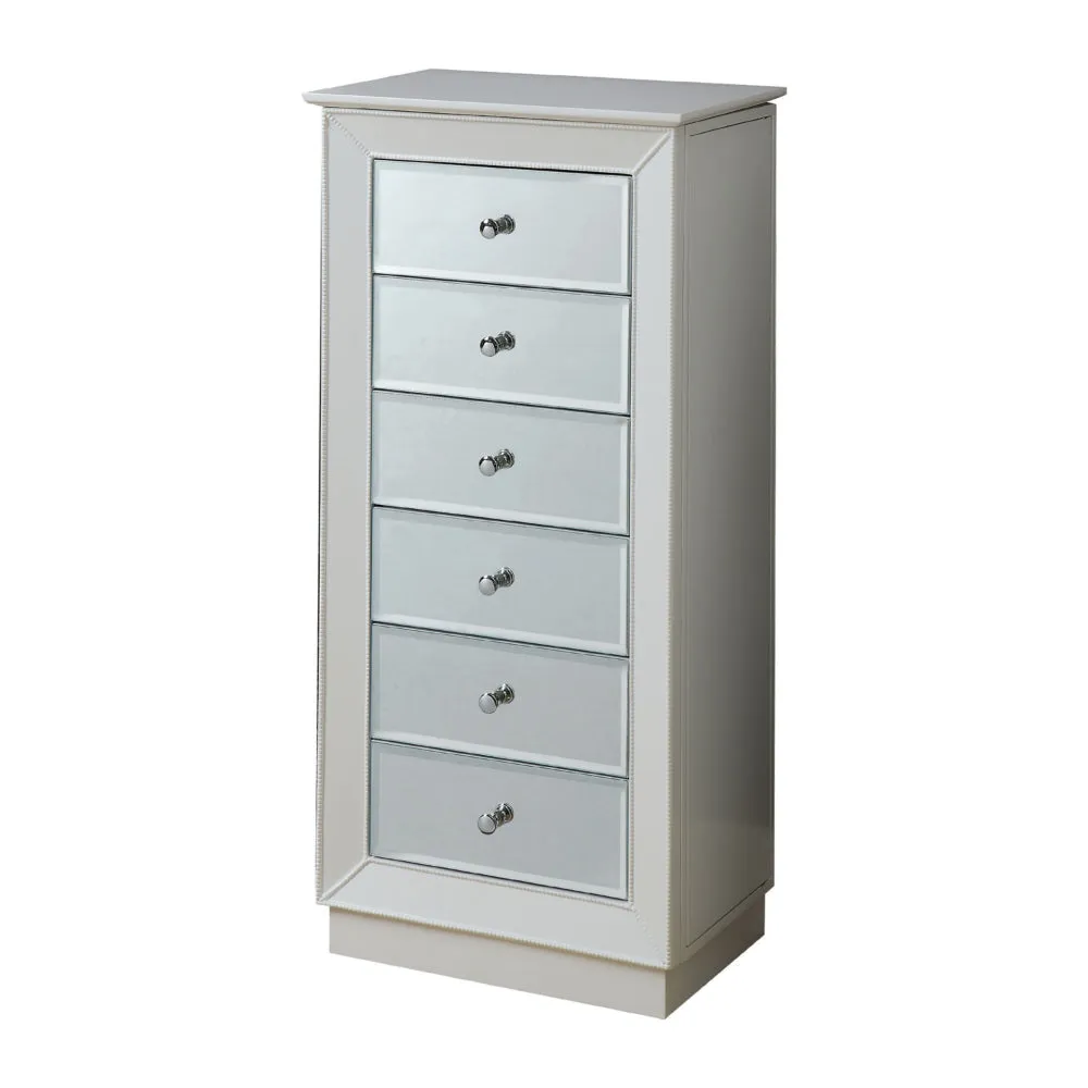 6 Drawers Jewelry Armoire Having with Mirror Front, White