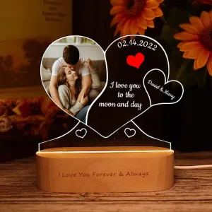 APNA Photo Personalised 3D Illusion Photo Acrylic Lamp with Remote Control. Customized Gift for Couple Birthday, Anniversary, Wedding, Engagement (22x22 cm) Multicolor