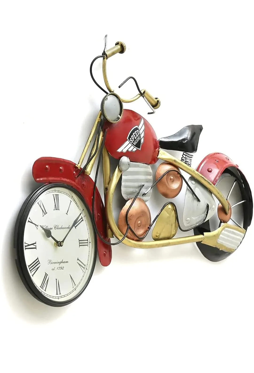 ART HOUSE Handicraft Iron Bike Wall Clock , Speed Bike Wall Clock , Wall Decor Clock , Wall Hanging Clock