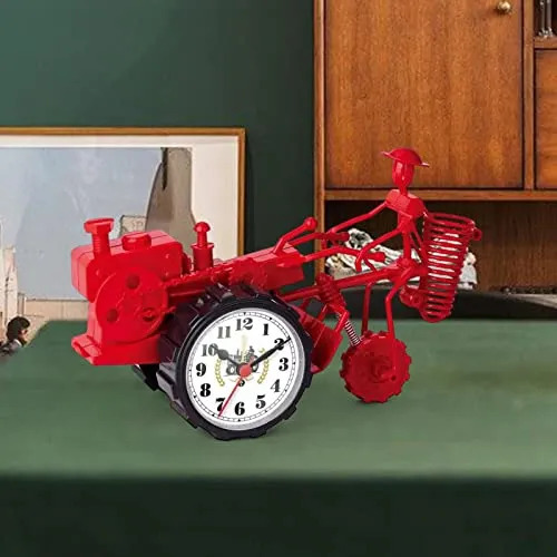 ATORSE® Rustic Desk Clock Tractor Model Dormitory Living Room for Kids Decorative Red