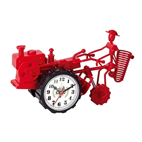 ATORSE® Rustic Desk Clock Tractor Model Dormitory Living Room for Kids Decorative Red