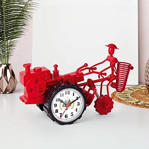 ATORSE® Rustic Desk Clock Tractor Model Dormitory Living Room for Kids Decorative Red