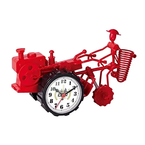 ATORSE® Rustic Desk Clock Tractor Model Dormitory Living Room for Kids Decorative Red