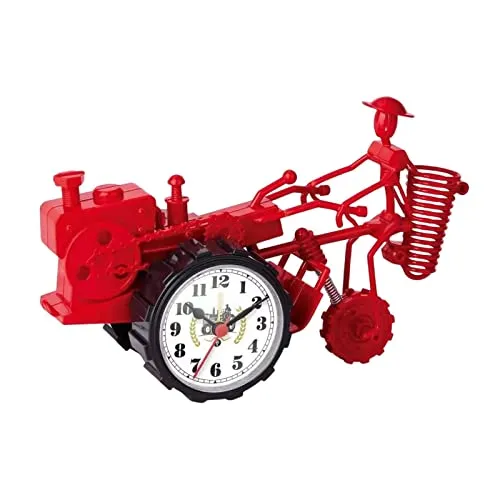 ATORSE® Rustic Desk Clock Tractor Model Dormitory Living Room for Kids Decorative Red