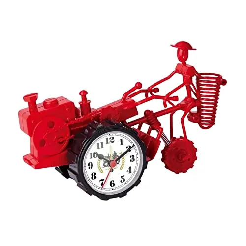 ATORSE® Rustic Desk Clock Tractor Model Dormitory Living Room for Kids Decorative Red