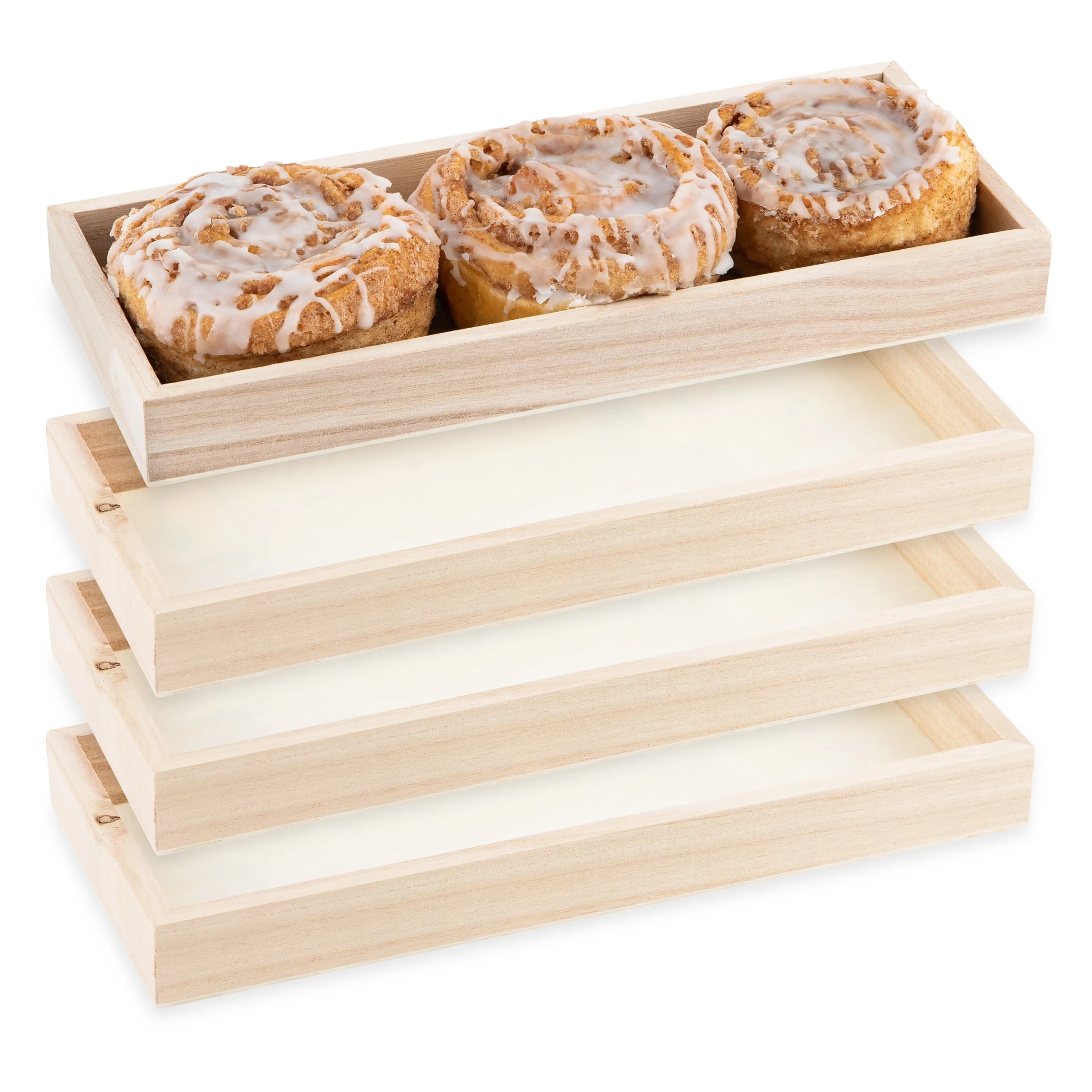 Bamboo Kitchen Serving Tray 10x4x1 Inches Eco Friendly Wooden Serving Trays For Meat, Vegetables, Cheese And Charcuterie Board 8 Pack