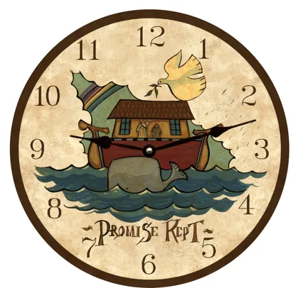 Beautiful Folk Art Noah's Ark Clock – Handmade and Whimsical