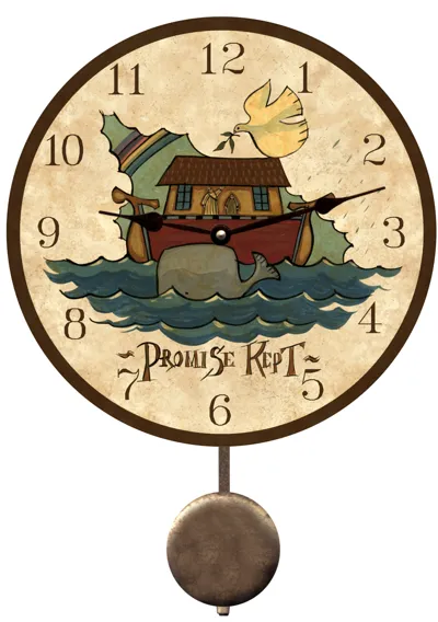 Beautiful Folk Art Noah's Ark Clock – Handmade and Whimsical