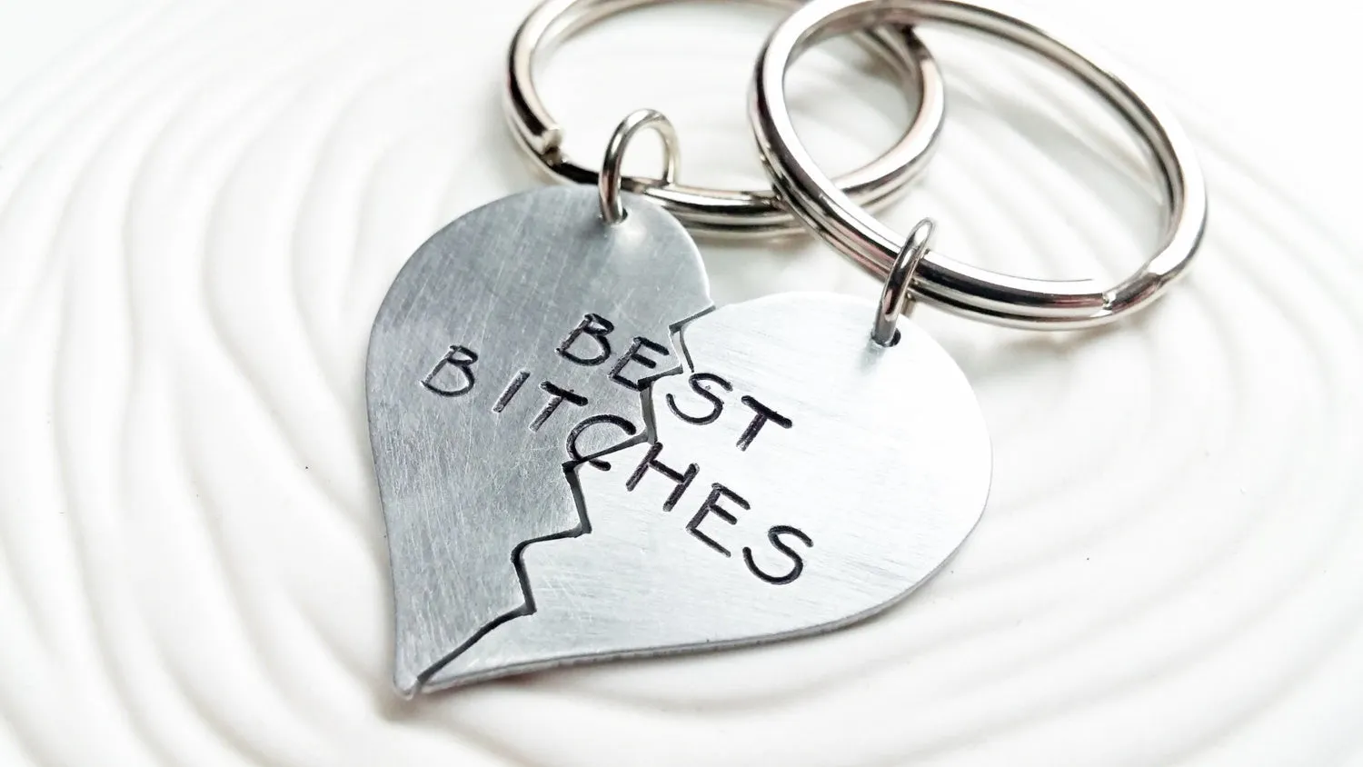 Best Bitches Keychain | Best Friends Keychain Set | Broken Heart