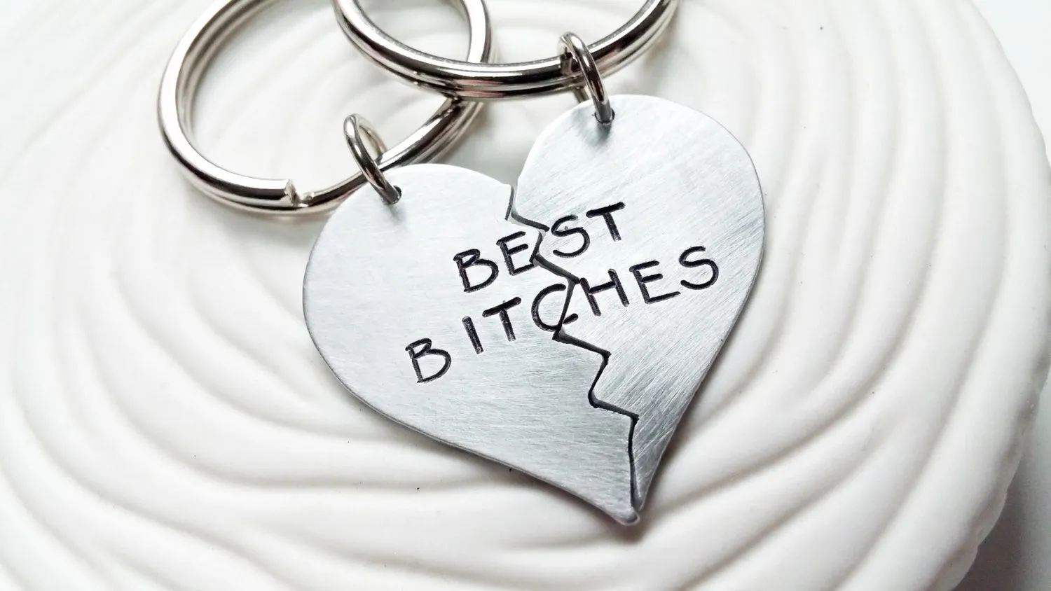 Best Bitches Keychain | Best Friends Keychain Set | Broken Heart