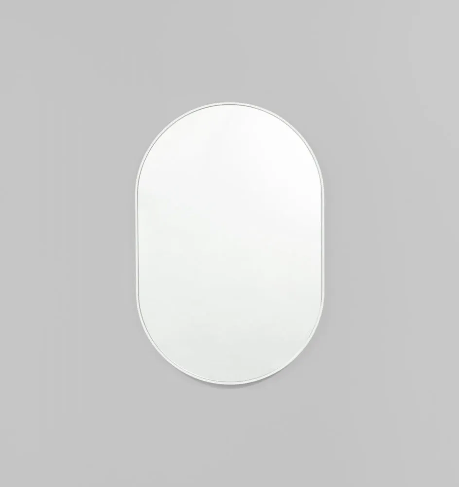 Bjorn Oval Thin Mirror | White | Assorted Sizes