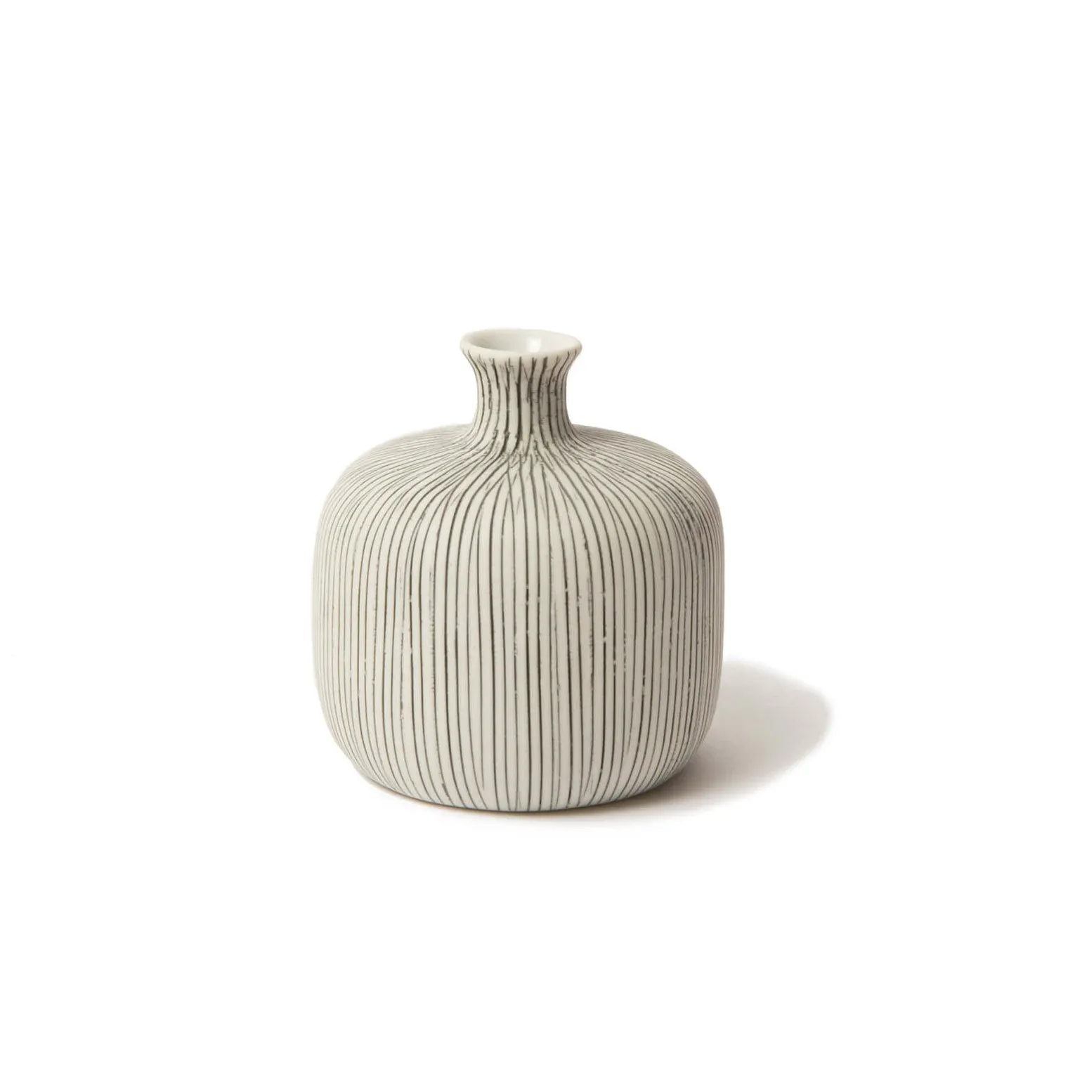 Bottle Vase | Small | Vertical Grey Lines | by Lindform