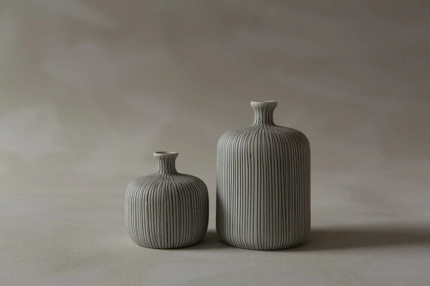 Bottle Vase | Small | Vertical Grey Lines | by Lindform