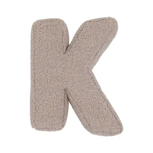 Boucle Letter Cushion K Mocha| Teddy Letter Cushion Mocha