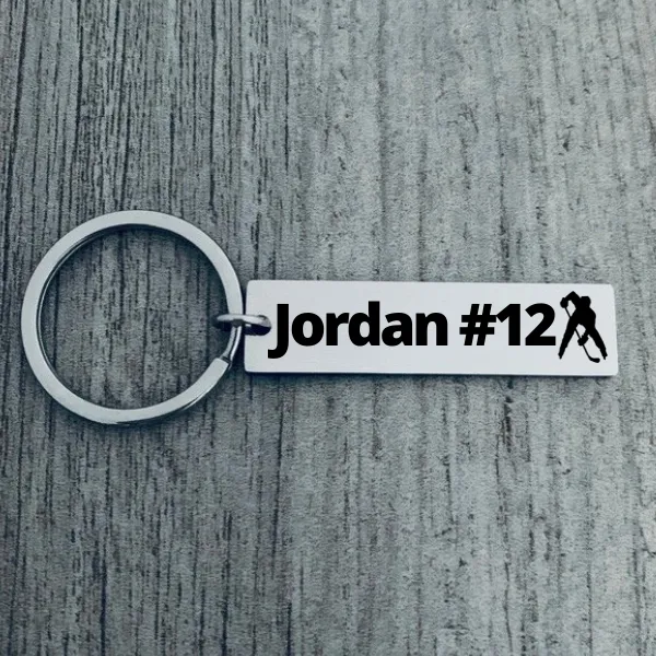 Boys Personalized Ice Hockey Bar Keychain