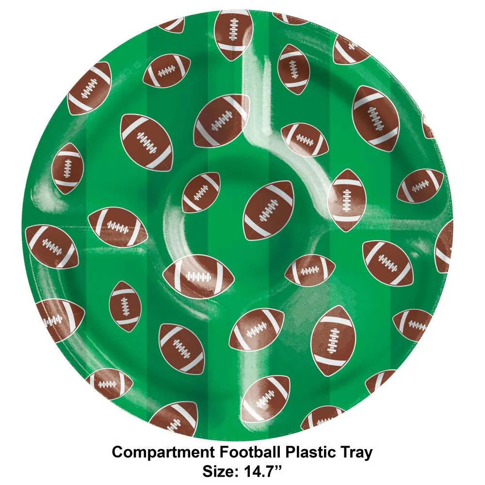 Bulk Tailgate Decor Football Plastic Compartment Tray (Case of 6)