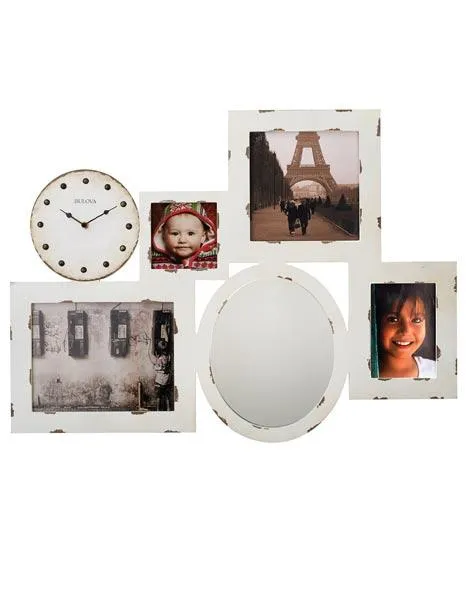 Bulova Gallery Large Wall Art & Clock - White Finish - Picture Frames - Mirror