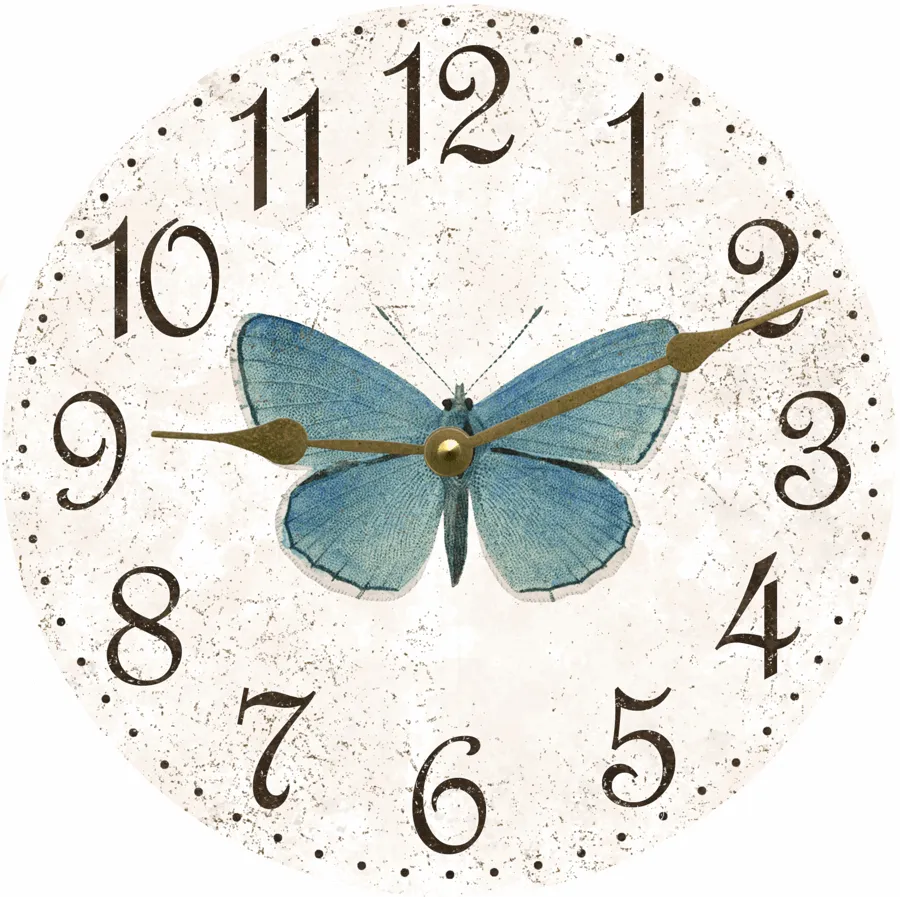 Butterfly Clock- White Rustic Clock