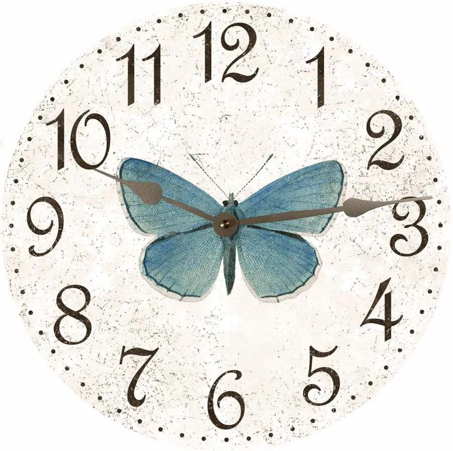 Butterfly Clock- White Rustic Clock