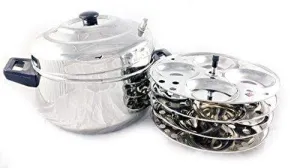 Butterfly Curve 4 Plates Stainless Steel Idly Cooker/Steamer - 16 Idlis