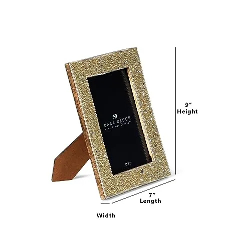 CASA DECOR Golden Glitter Photo Frame (Gold,Pack of 1)