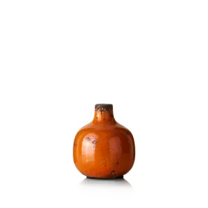 Ceramic Crackled Vase in Orange