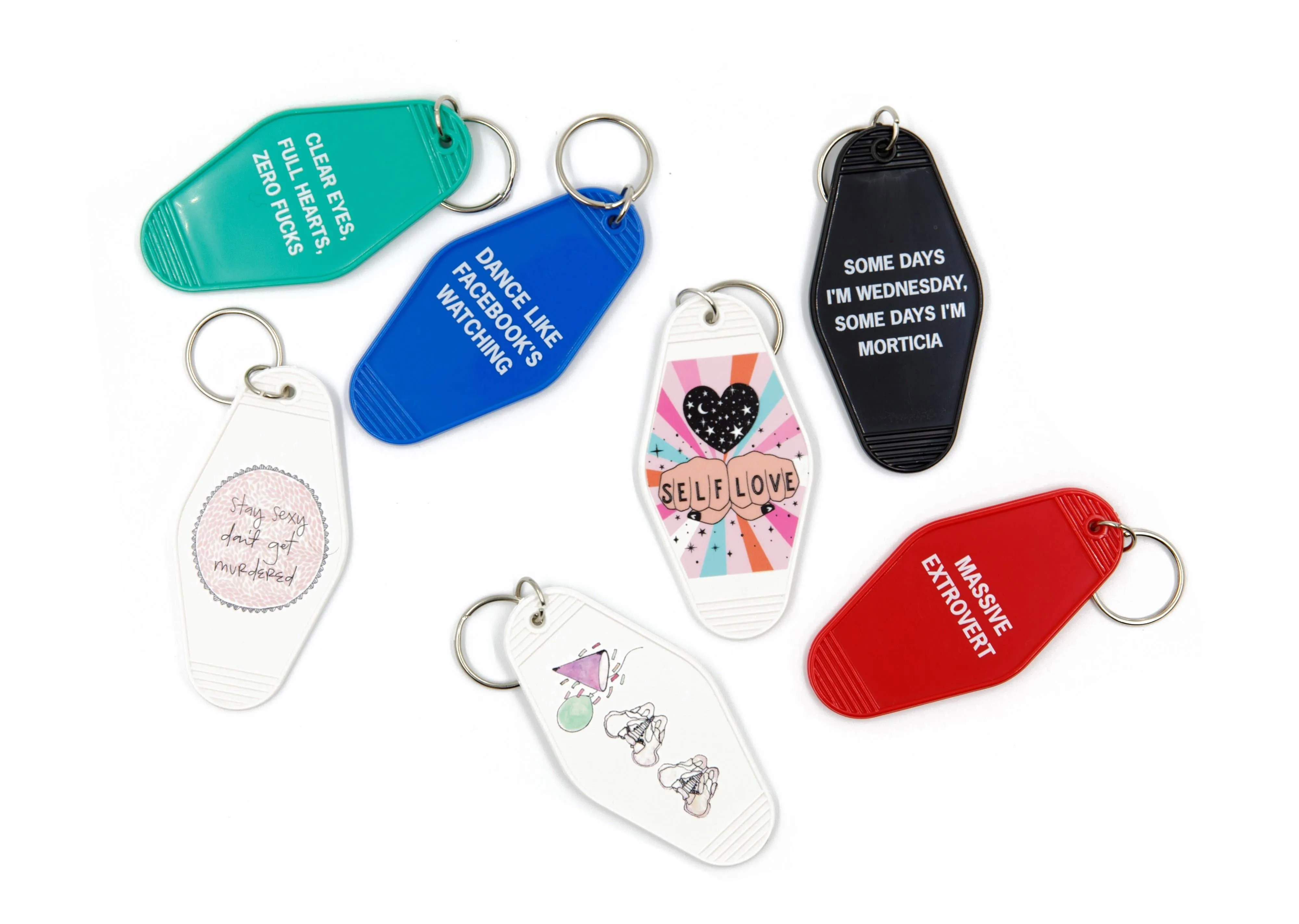 Clear Eyes, Full Hearts, Zero Fucks Motel Style Keychain