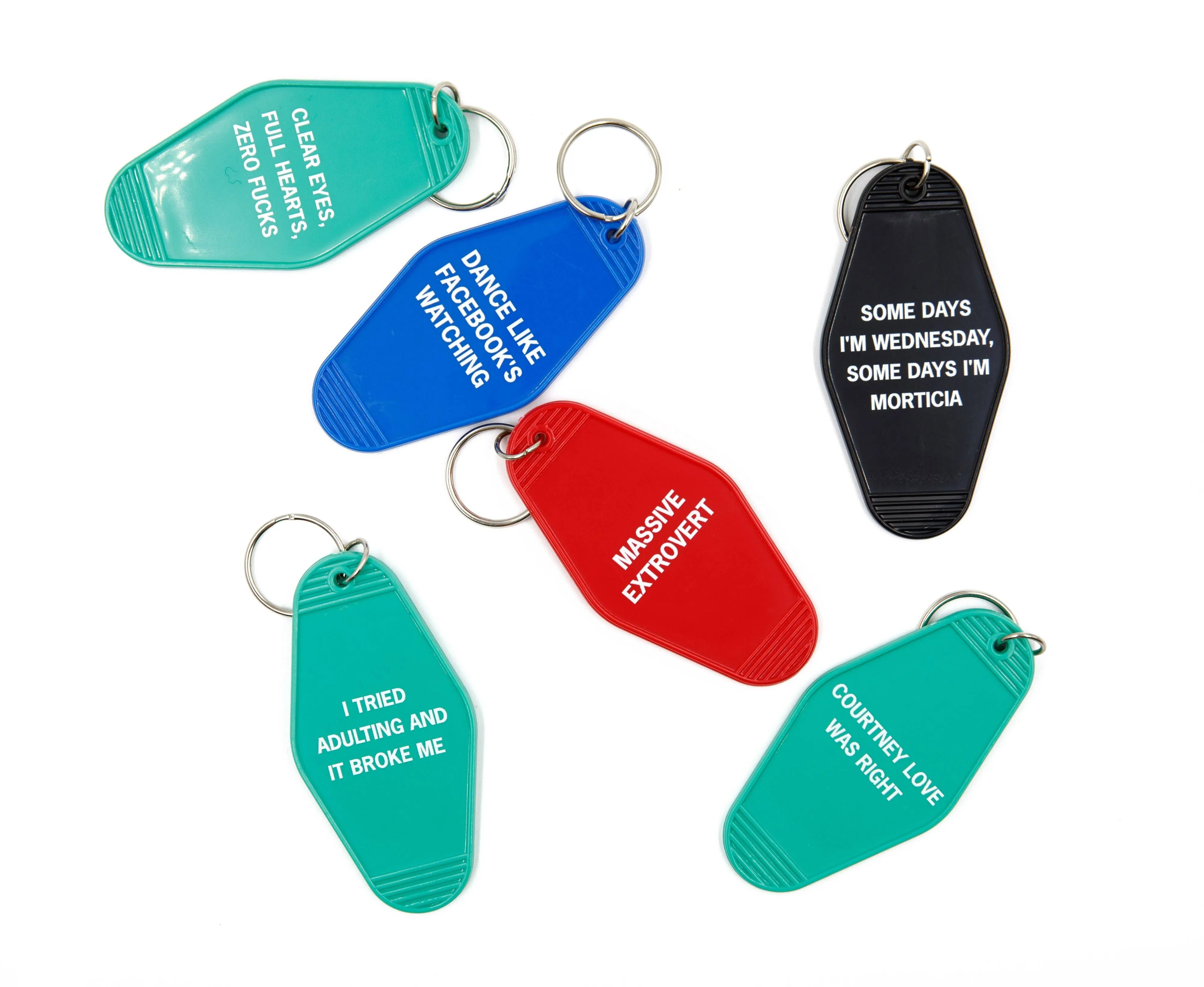 Clear Eyes, Full Hearts, Zero Fucks Motel Style Keychain