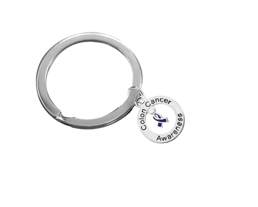 Colon Cancer Awareness Circle Charm Split Style Keychains