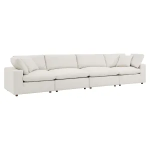 Commix Down Filled Overstuffed Boucle Fabric 4-Seater Sofa Ivory EEI-6364-IVO