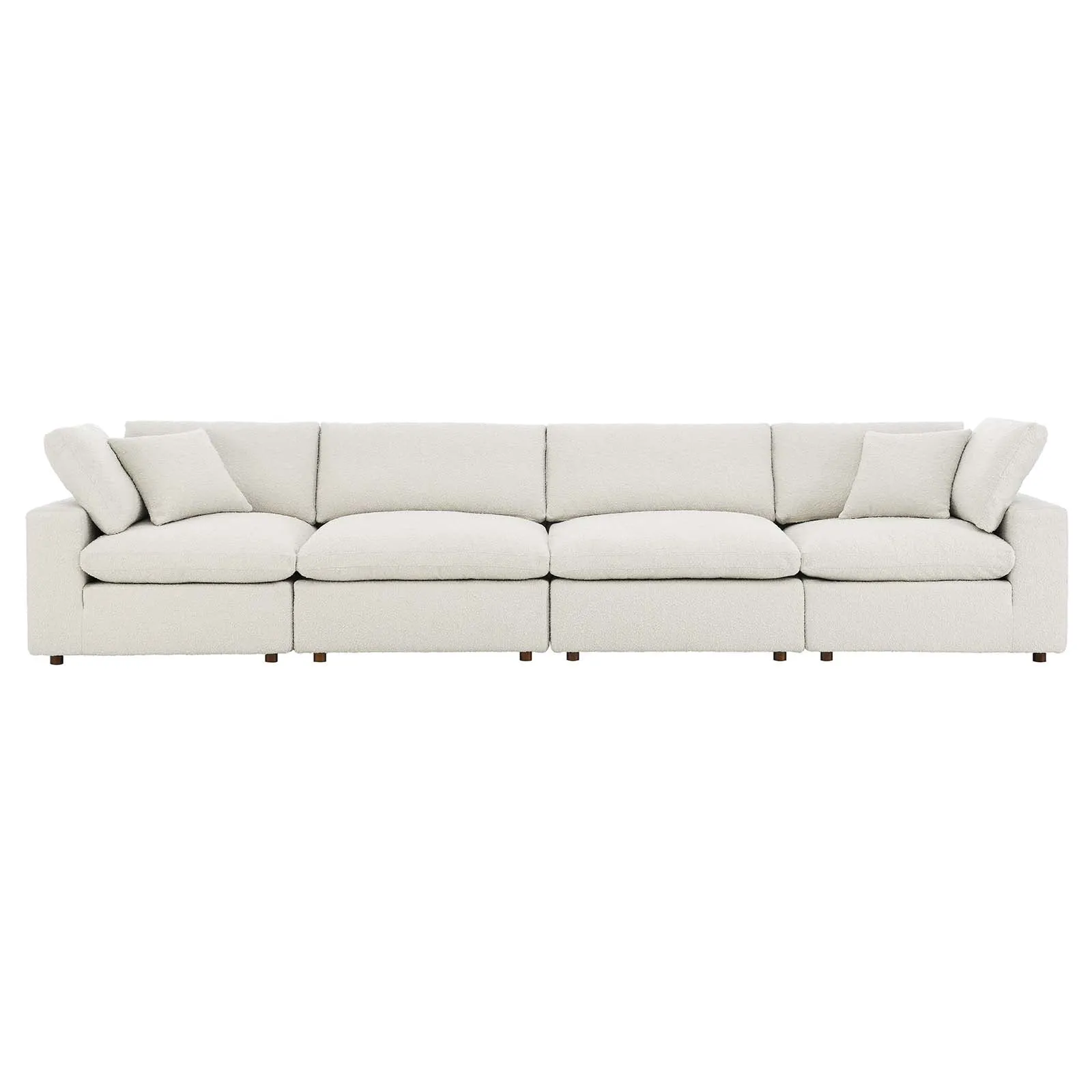 Commix Down Filled Overstuffed Boucle Fabric 4-Seater Sofa Ivory EEI-6364-IVO