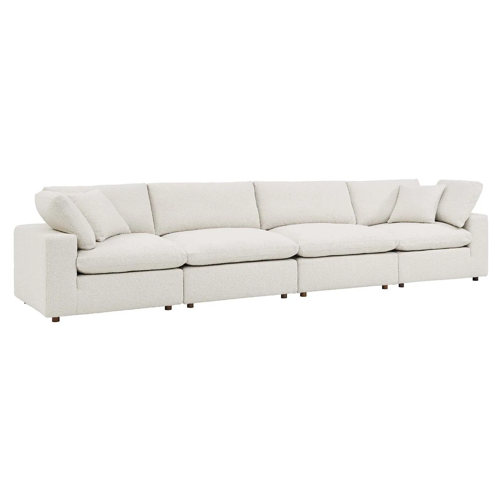 Commix Down Filled Overstuffed Boucle Fabric 4-Seater Sofa Ivory EEI-6364-IVO