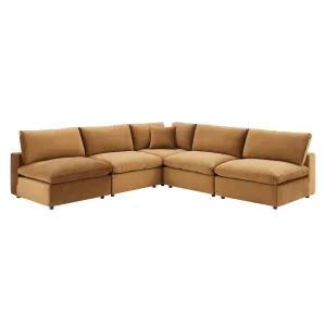 Commix  Down Filled Overstuffed Performance Velvet 5-Piece Sectional Sofa