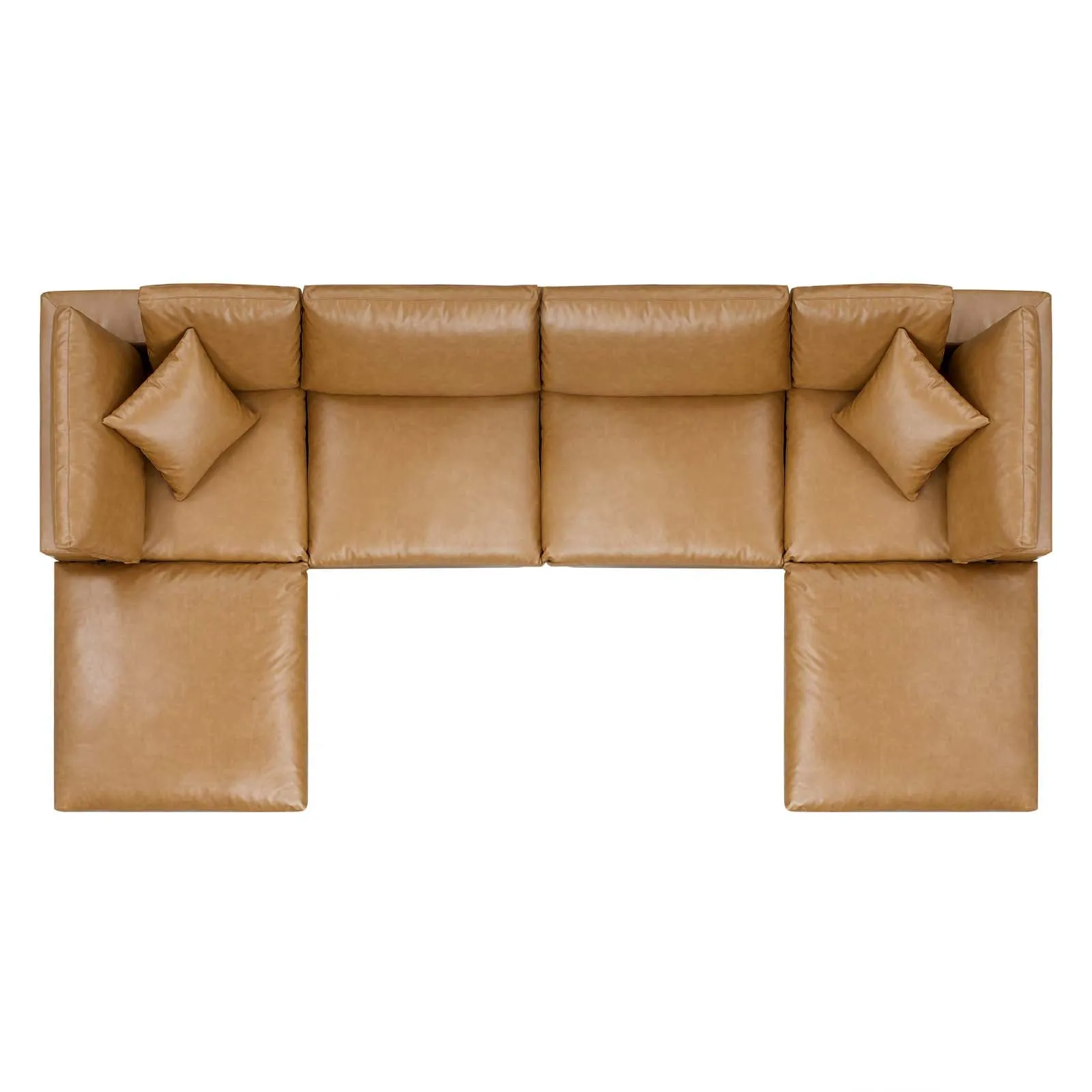 Commix Down Filled Overstuffed Vegan Leather 6-Piece Sectional Sofa Tan EEI-4918-TAN