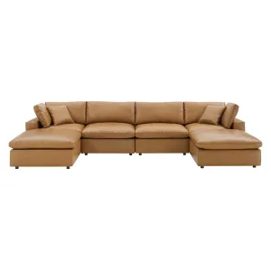 Commix Down Filled Overstuffed Vegan Leather 6-Piece Sectional Sofa Tan EEI-4918-TAN