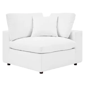 Commix Down Filled Overstuffed Vegan Leather Corner Chair White EEI-4696-WHI