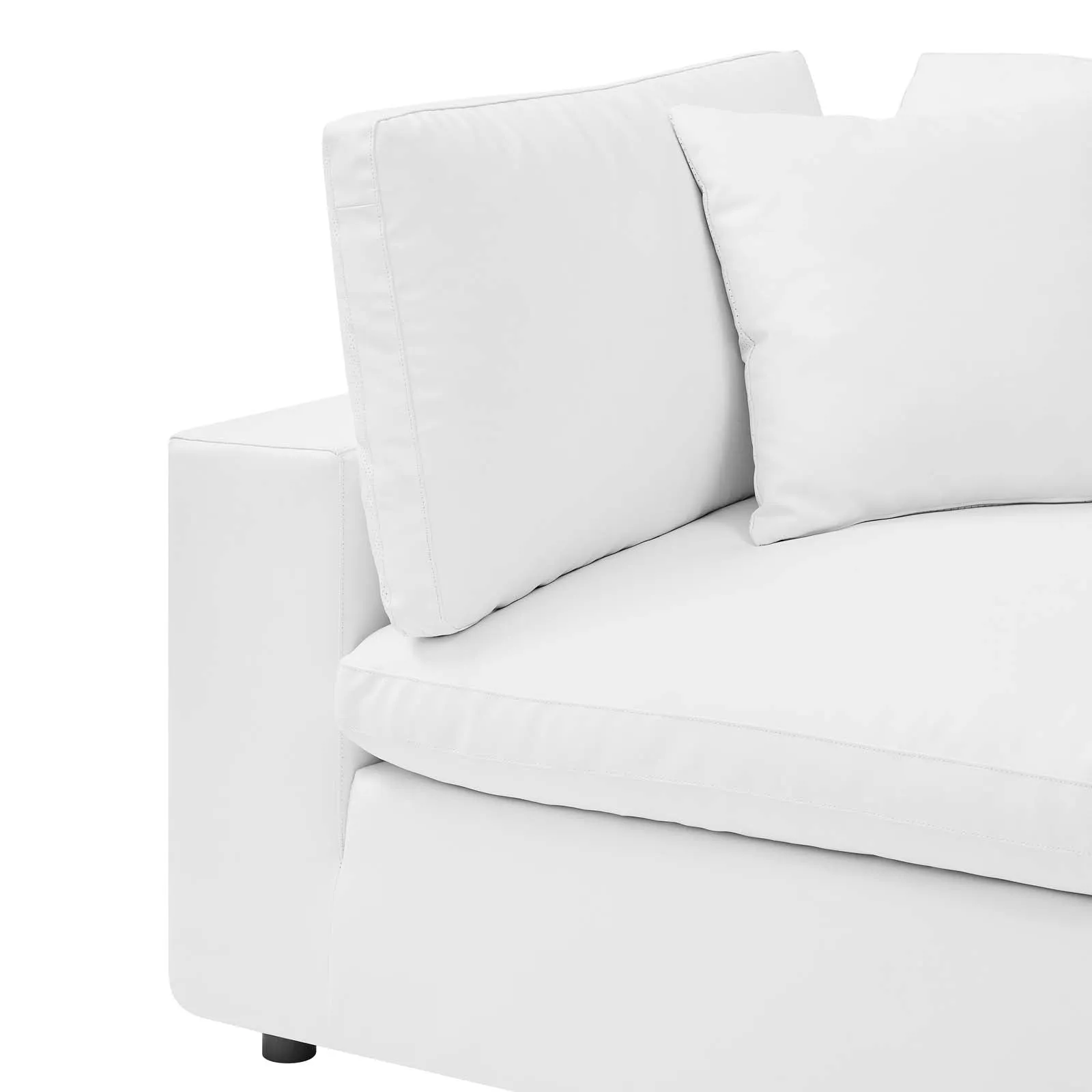 Commix Down Filled Overstuffed Vegan Leather Corner Chair White EEI-4696-WHI