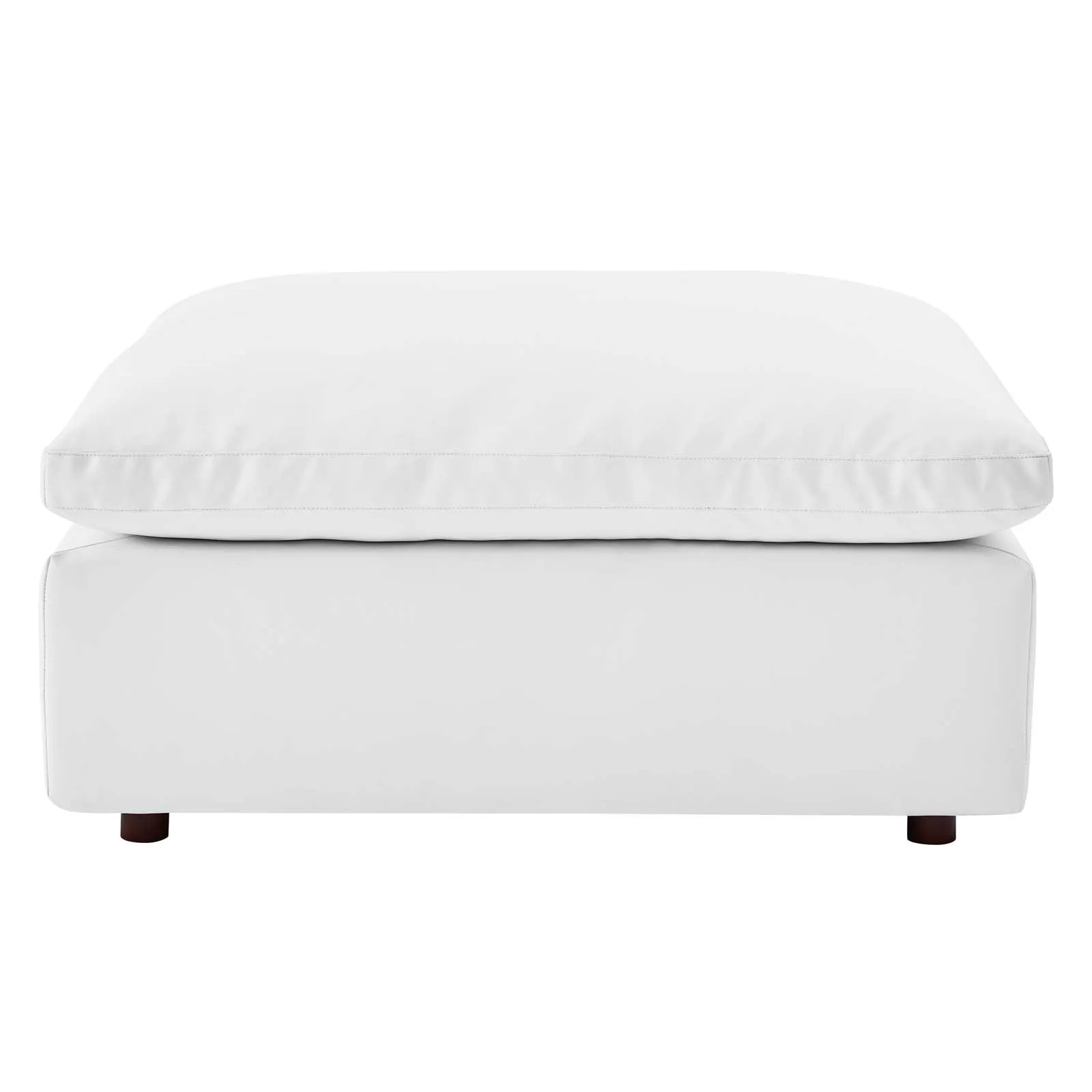 Commix Down Filled Overstuffed Vegan Leather Ottoman White EEI-4695-WHI