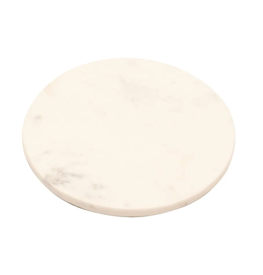 Cream Marble Round Coasters - Set Of 4